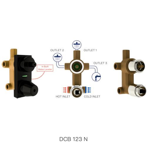 2 Inlet & 3 Outlet Concealed Body for High Flow Single Lever Mixer & Diverter